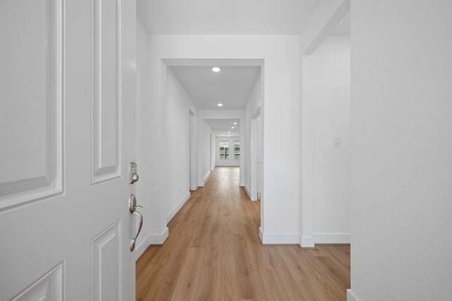 15230 Prairie Mill Dr, New Caney, TX 77357 - hall featuring light wood-style floors and recessed lighting