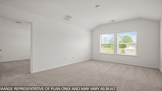 1350 Heather Rosewood Ln, Conroe, TX 77301 - carpeted empty room featuring lofted ceiling and baseboards