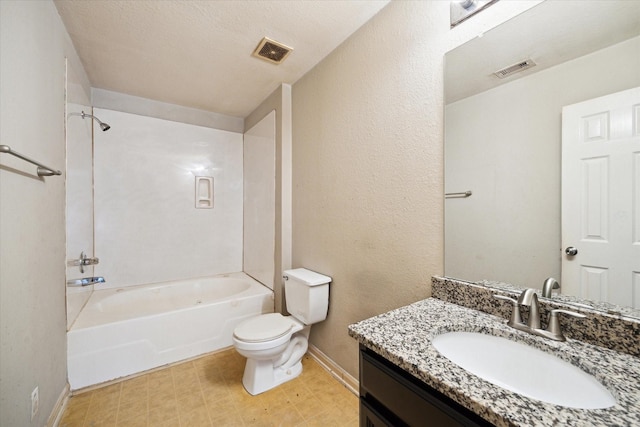 10010 Victoria Falls Ln, Houston, TX 77075 - bathroom with toilet, shower / washtub combination, vanity, and baseboards