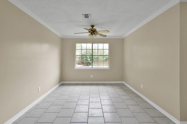1614 Sweet Grass Trl, Houston, TX 77090 - unfurnished room with a ceiling fan, crown molding, a textured ceiling, and baseboards