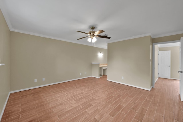 1614 Sweet Grass Trl, Houston, TX 77090 - spare room with a ceiling fan, baseboards, crown molding, and light wood finished floors