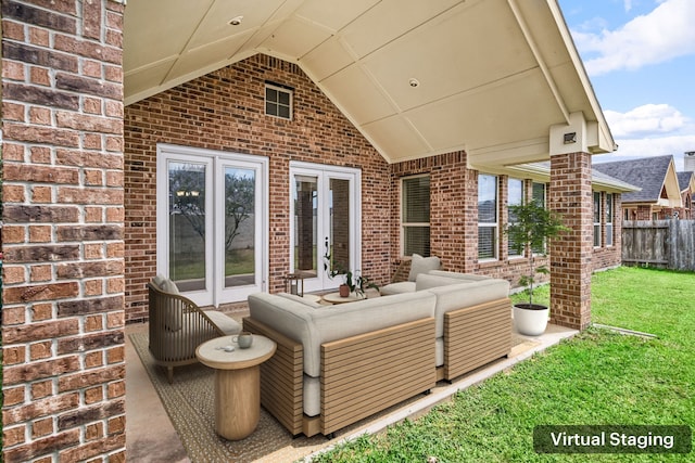 28523 Kinglet Pines Dr, Katy, TX 77494 - view of patio with french doors and an outdoor living space