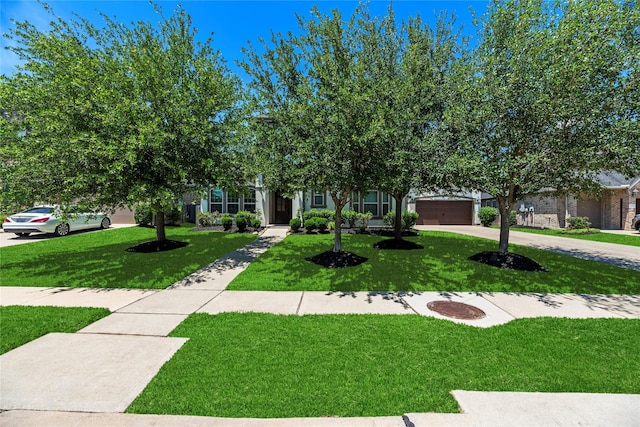 27710 Bering Crossing Dr, Katy, TX 77494 - view of property hidden behind natural elements with a front yard, a garage, and concrete driveway