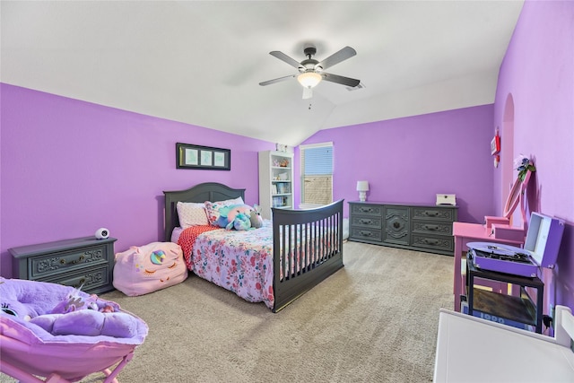 27710 Bering Crossing Dr, Katy, TX 77494 - bedroom featuring lofted ceiling, carpet, and ceiling fan