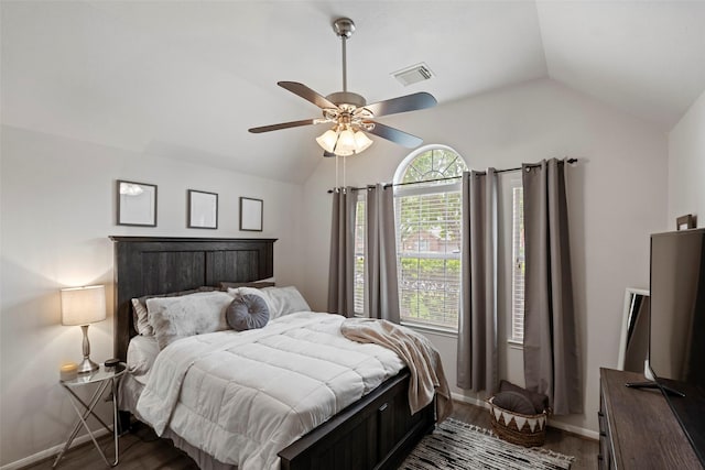 2506 Abernathy Glen Ct, Houston, TX 77014 - bedroom with vaulted ceiling, wood finished floors, baseboards, and ceiling fan