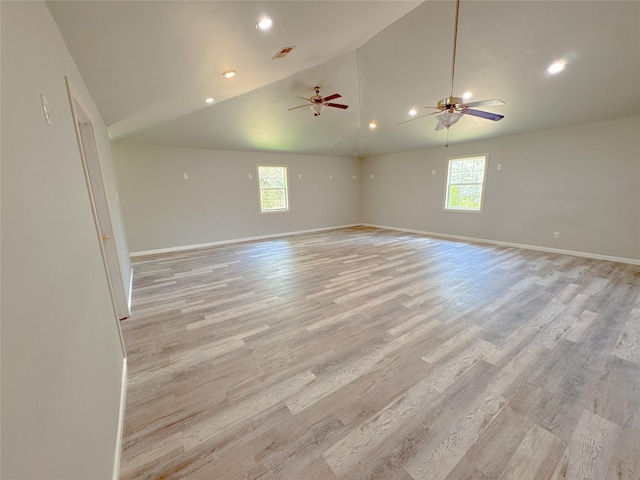 403 Fern Ln, Wharton, TX 77488 - spare room with healthy amount of natural light, a ceiling fan, baseboards, light wood finished floors, and recessed lighting