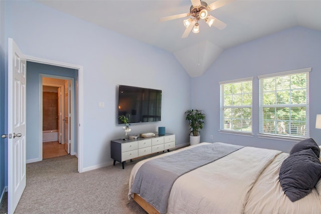 6410 Drayton Hall, Missouri City, TX 77459 - carpeted bedroom featuring lofted ceiling, baseboards, and a ceiling fan