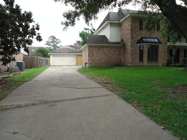 3823 Kiamesha Dr, Missouri City, TX 77459 - view of side of home with brick siding, a garage, and cooling unit