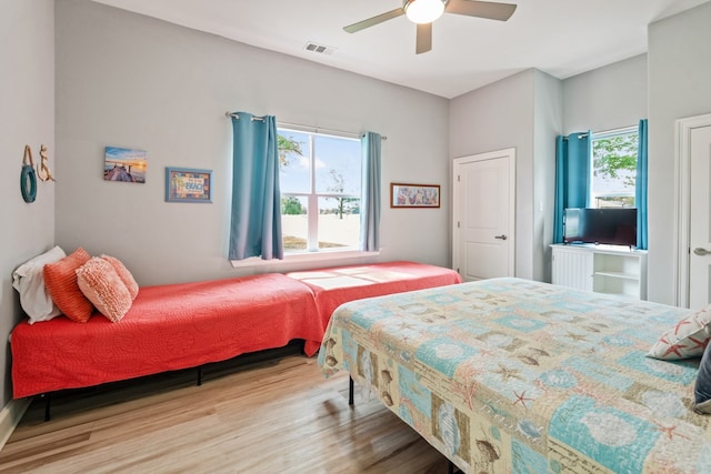 209 Anchor Ranch Rd, Trinidad, TX 75163 - bedroom with wood finished floors and ceiling fan