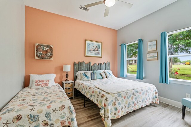 209 Anchor Ranch Rd, Trinidad, TX 75163 - bedroom with wood finished floors, baseboards, and ceiling fan