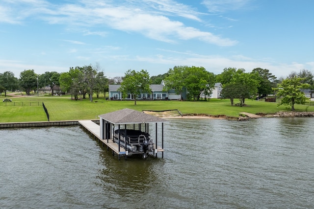 209 Anchor Ranch Rd, Trinidad, TX 75163 - dock area with a water view, boat lift, and a yard