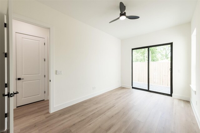 6137 Pacific Forest Dr, Houston, TX 77346 - spare room with light wood-type flooring, a ceiling fan, and baseboards