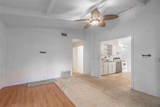 2240 Easley Cir, Huntsville, TX 77320 - spare room with ceiling fan, a sink, and light wood-type flooring