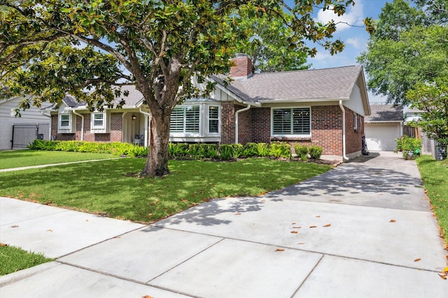 3006 Ann Arbor Dr, Houston, TX 77063 - view of front of house with brick siding, a chimney, a garage, and a shingled roof