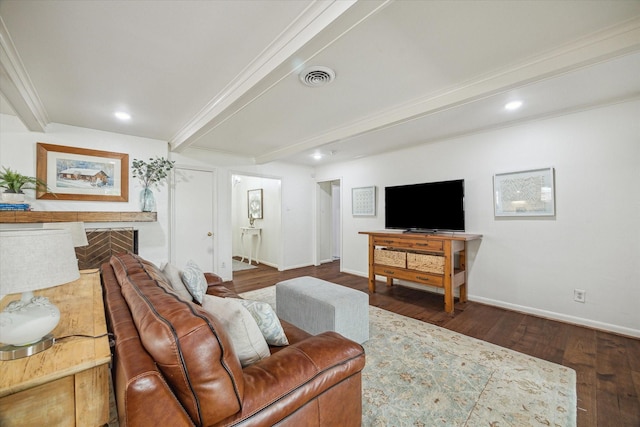 3006 Ann Arbor Dr, Houston, TX 77063 - living area with beam ceiling, wood finished floors, and baseboards