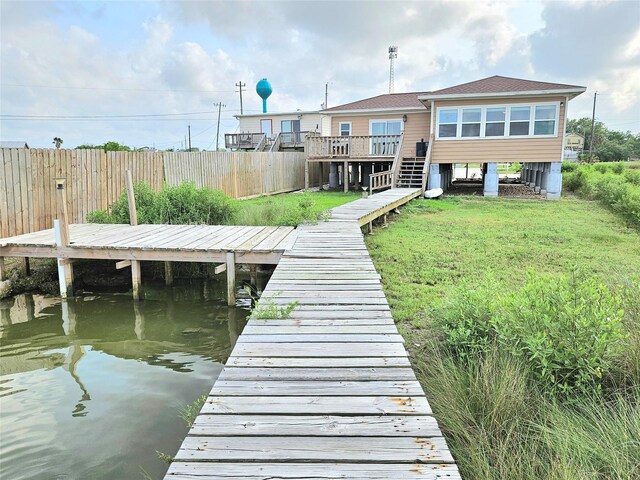 4606 Warren Way, Hitchcock, TX 77563 - dock with stairs and a deck with water view