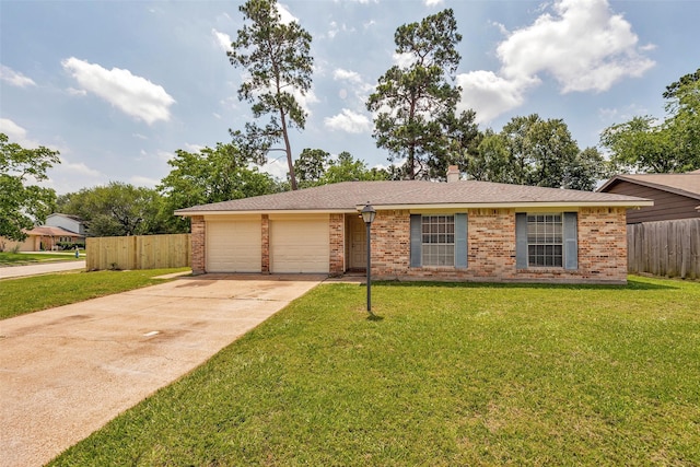 9507 Rannock Way, Spring, TX 77379 - view of front facade with concrete driveway, a garage, brick siding, a chimney, and a shingled roof