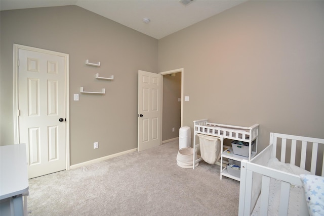 19026 Rustling Ridge Ln, Tomball, TX 77377 - carpeted bedroom featuring vaulted ceiling and baseboards