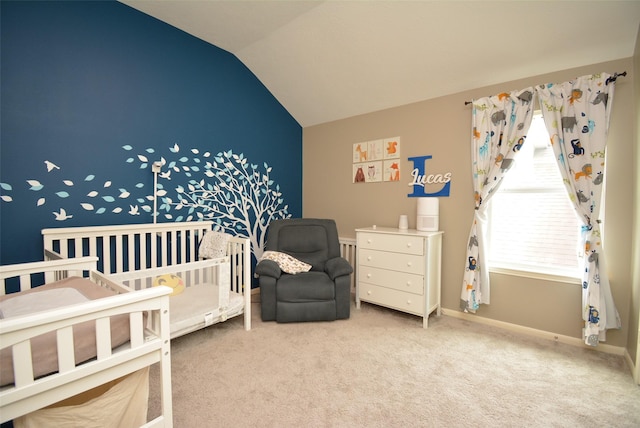 19026 Rustling Ridge Ln, Tomball, TX 77377 - carpeted bedroom featuring vaulted ceiling and baseboards