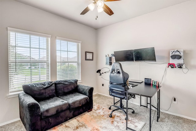 22624 Theodoli Dr, Katy, TX 77449 - carpeted office with a ceiling fan and baseboards