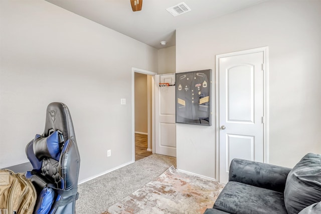 22624 Theodoli Dr, Katy, TX 77449 - office area featuring light carpet and ceiling fan