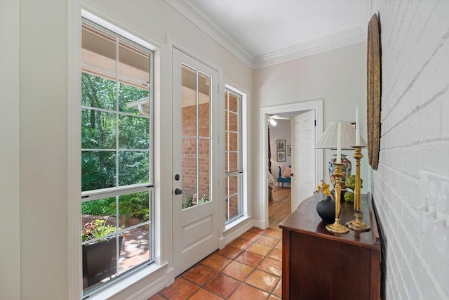 1908 Columbine Dr, Lufkin, TX 75904 - entryway featuring crown molding and light tile patterned floors