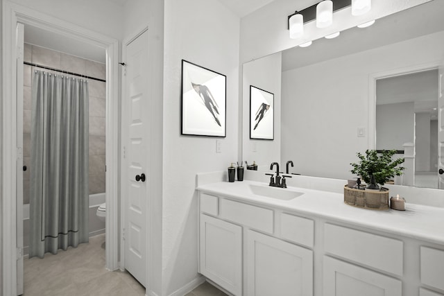 32415 Tallow Creek Dr, Waller, TX 77484 - bathroom with vanity, toilet, and shower / bathtub combination with curtain