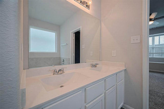 24710 Landolfi Dr, Katy, TX 77493 - bathroom with double vanity and ceiling fan