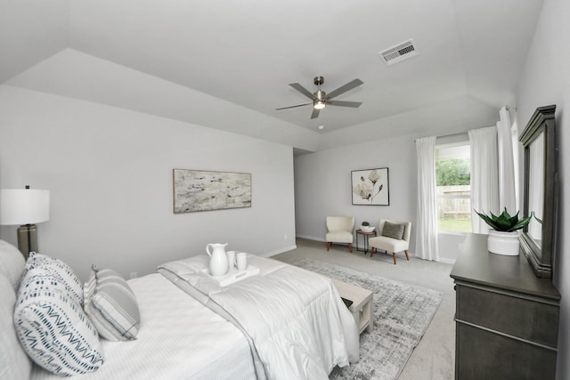 2142 Emerald Diamond Ct, Fresno, TX 77545 - carpeted bedroom featuring baseboards, a ceiling fan, and a tray ceiling