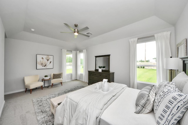 2142 Emerald Diamond Ct, Fresno, TX 77545 - bedroom featuring carpet, a tray ceiling, ceiling fan, and baseboards