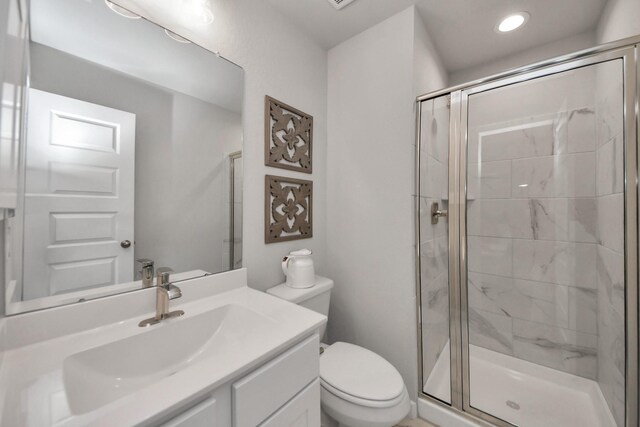 2142 Emerald Diamond Ct, Fresno, TX 77545 - bathroom with toilet, a shower stall, and vanity
