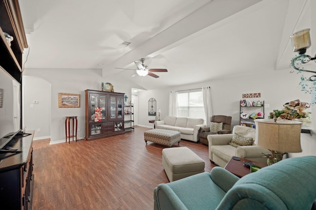 4603 Poppy Crest Ct, Richmond, TX 77469 - living room featuring ceiling fan, wood finished floors, and baseboards