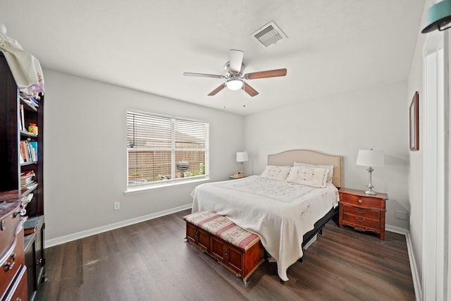 4603 Poppy Crest Ct, Richmond, TX 77469 - bedroom with baseboards, dark wood-style flooring, and ceiling fan