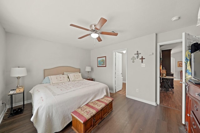 4603 Poppy Crest Ct, Richmond, TX 77469 - bedroom featuring dark wood-style flooring, baseboards, and ceiling fan