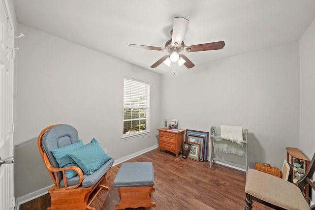 4603 Poppy Crest Ct, Richmond, TX 77469 - living area with wood finished floors, ceiling fan, and baseboards
