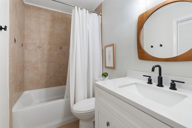 175 Autumn Wood Trl, Gun Barrel City, TX 75156 - full bathroom with toilet, vanity, and shower / bathtub combination with curtain