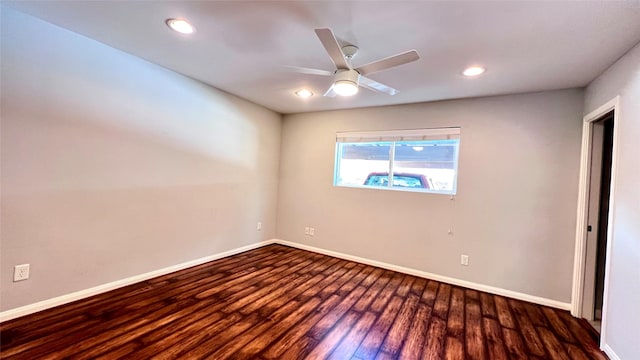 5333 Richmond Ave Unit 16, Houston, TX 77056 - empty room with wood finished floors, a ceiling fan, baseboards, and recessed lighting