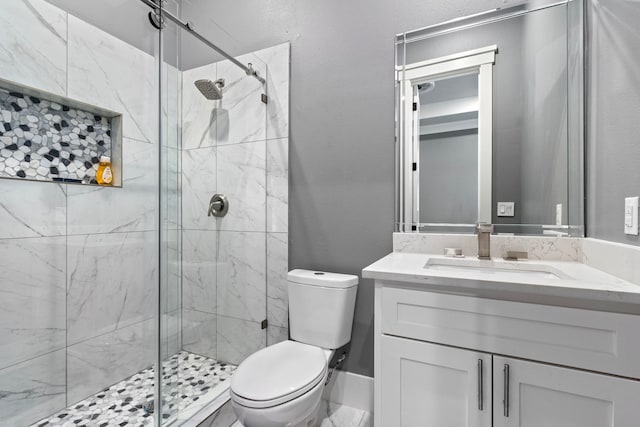807 Steele Rd Unit A, Highlands, TX 77562 - bathroom with a shower stall, toilet, and vanity