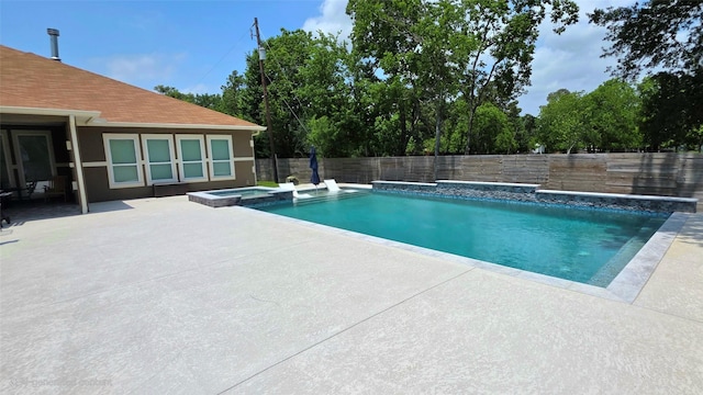 807 Steele Rd Unit A, Highlands, TX 77562 - view of pool featuring a patio, a fenced backyard, and a pool with connected hot tub
