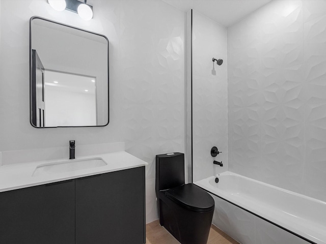 10732 Twin Oaks Dr, Conroe, TX 77385 - bathroom with vanity, shower / washtub combination, toilet, and wood finished floors