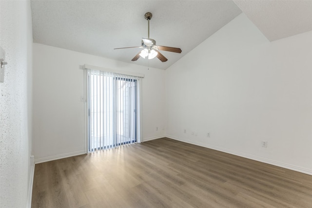 10051 Westpark Dr Unit 274, Houston, TX 77042 - unfurnished room with ceiling fan, wood finished floors, lofted ceiling, and baseboards