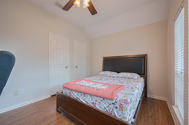 3619 Strartford Arms Ln, Sugar Land, TX 77498 - bedroom featuring wood finished floors, lofted ceiling, and a ceiling fan