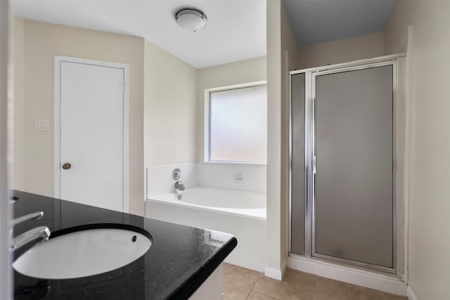 10911 Cedar Bridge St, Houston, TX 77075 - full bath featuring a shower stall, a bath, vanity, and tile patterned floors