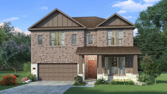 24538 Greeley Lake Dr, Katy, TX 77493 - craftsman house with brick siding, driveway, and a front yard