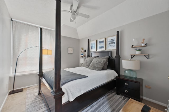 8515 Cold Lake Dr, Houston, TX 77088 - bedroom featuring baseboards, a ceiling fan, and vaulted ceiling