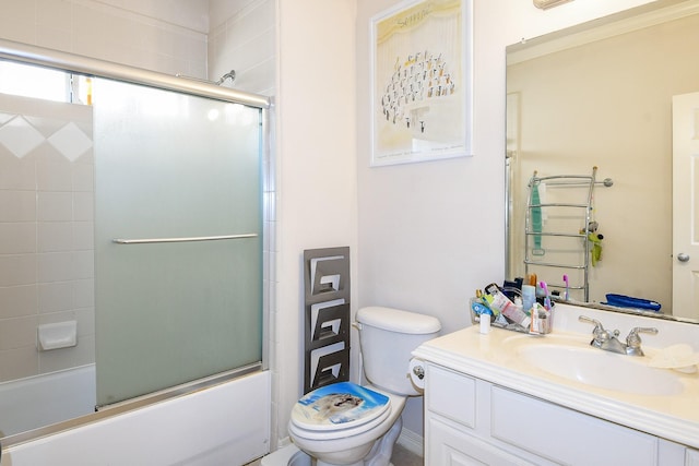 7608 Janak Dr, Houston, TX 77055 - bathroom with vanity, toilet, and bath / shower combo with glass door
