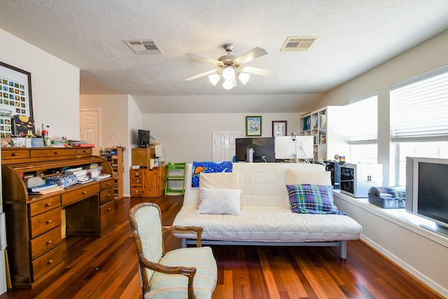 7608 Janak Dr, Houston, TX 77055 - living area with wood finished floors and a ceiling fan