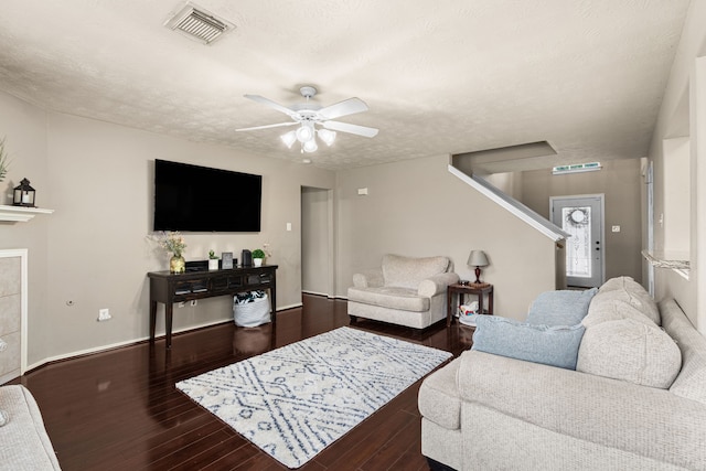 13617 Jasmine Creek Ln, Rosharon, TX 77583 - living room featuring ceiling fan, wood finished floors, and baseboards