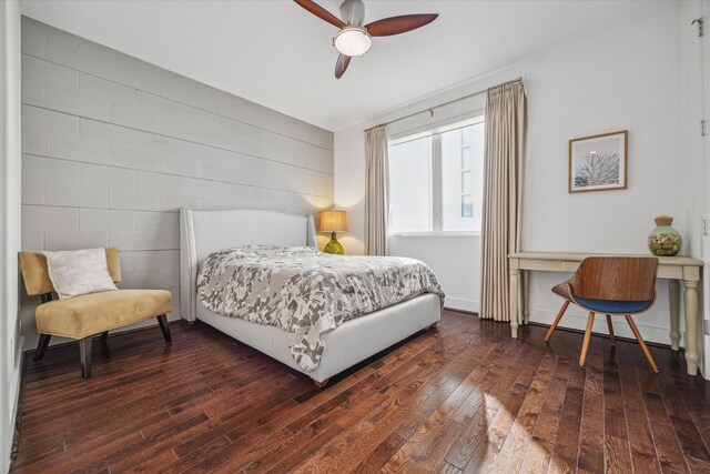 4812 Chenevert St Unit A, Houston, TX 77004 - bedroom with hardwood / wood-style flooring and a ceiling fan