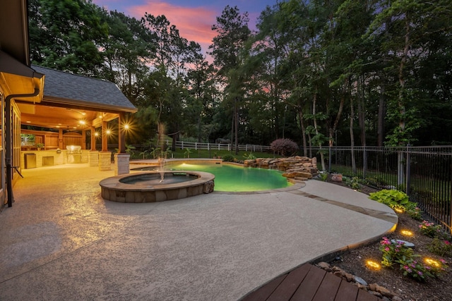 2260 Teas Crossing Dr, Conroe, TX 77304 - fenced backyard featuring a patio and an in-ground hot tub